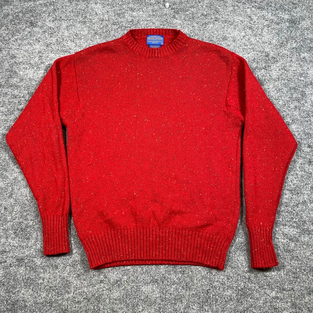 Pendleton Mens Red Shetland Wool Donegal Confetti Fleck Crewneck Sweater Small